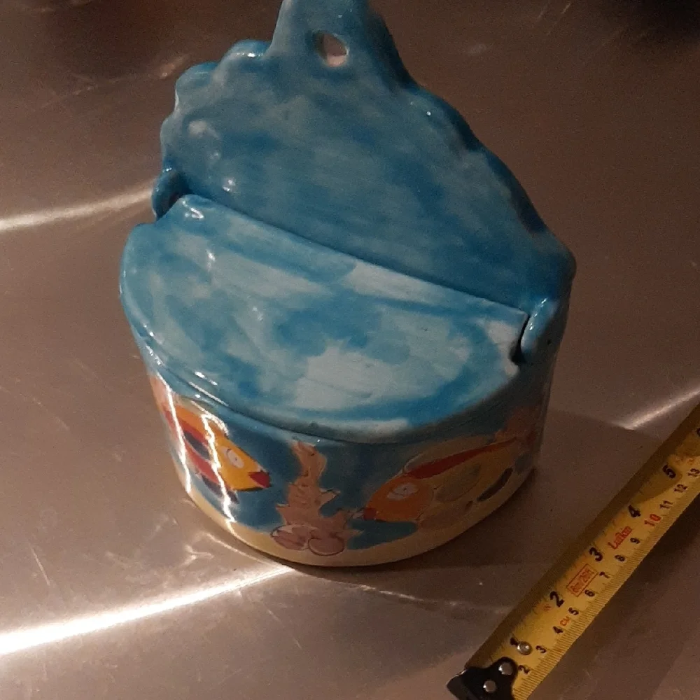 LM🐠Hand-Painted🐠Terracotta Accent Container CAN HANG ON WALL - Picture 3 of 9